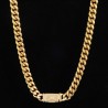 Helloice 10mm 20" Cadena Cubana de Acero Inoxidable con Letra Inicial Diamante bañada en Oro de 18K