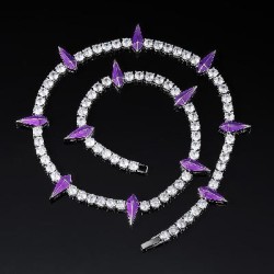 Helloice Cadena de tenis con garras y dientes de lucha morados esmaltados de 5 mm
