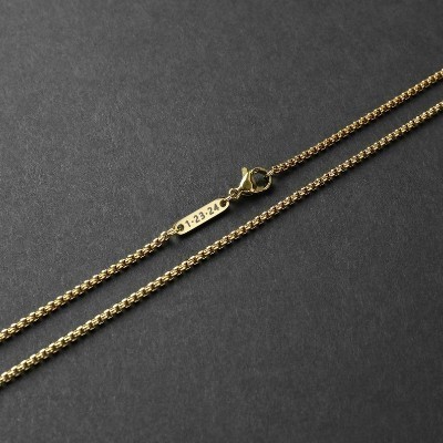 Helloice Cadena de caja redonda con nombre personalizado de 3 mm en oro