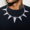 Helloice Collar con forma de garra y dientes de lucha con puntas en pavé en oro blanco