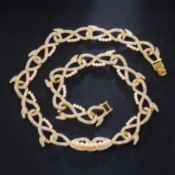 Helloice Cadena de eslabones de perlas y espinas de 18 mm y 20'' Iced en oro