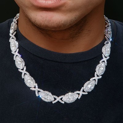 Helloice Iced Evil Eyes con cadena Infinity en oro blanco