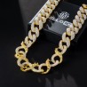 Helloice Cadena de eslabones cubanos infinitos con púas de 20 mm y 20'' en oro