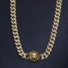 Helloice Collar de Cadena Cubana con Cabeza de León con Diamantes