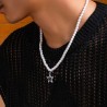 Helloice Collar de perlas de pentagrama helado