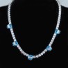 Helloice Cadena de tenis con cara fría azul luminosa de 5 mm en oro blanco