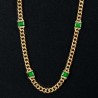 Helloice Collar Cubano Gemas Verdes 8mm