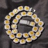 Helloice Cadena de tenis agrupada en forma de auricular amarilla de 12 mm en oro blanco
