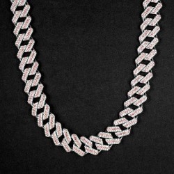 Helloice Cadena cubana Miami Iced de 20 mm en rosa y blanco con cierre de caja grande