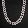 Helloice Cadena cubana Miami Iced de 20 mm en rosa y blanco con cierre de caja grande