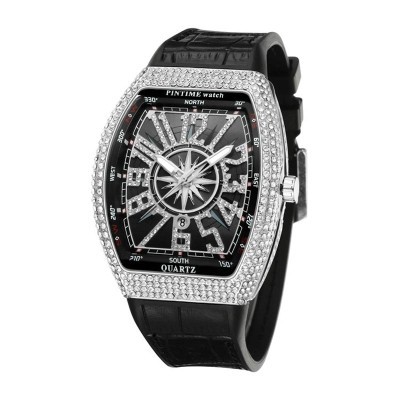Helloice Reloj para hombre con números arábigos helados y correa negra