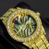 Helloice Reloj de lujo para hombre con esfera de concha marina multicolor helado en oro