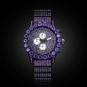 Helloice Reloj Luminoso de Caballero con Corte Redondo Diamante Púrpura en Oro Negro