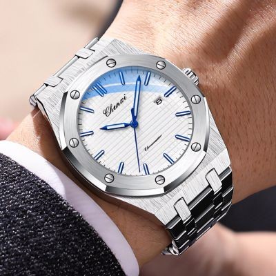 Helloice Reloj luminoso impermeable para hombre con correa de acero inoxidable
