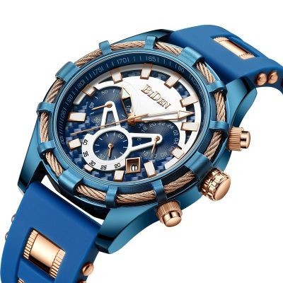 Helloice Reloj deportivo para hombre con calendario de cuerda y correa de silicona