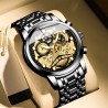 Helloice Reloj de cuarzo esqueleto hueco impermeable luminoso de lujo