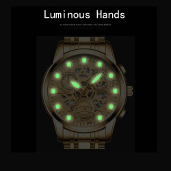 Helloice Reloj de cuarzo esqueleto hueco impermeable luminoso de lujo