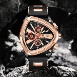 Helloice Reloj para hombre con calendario y esfera triangular con correa de silicona