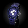 Helloice Reloj luminoso para hombre con talla redonda y zafiro helado en oro negro