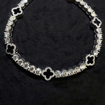 Helloice Pulsera de tenis Iced Out con trébol de cuatro hojas