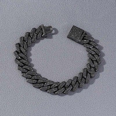 Helloice Brazalete cubano Iced Miami de 14 mm en oro negro