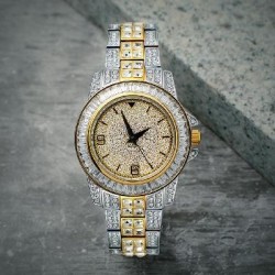 Helloice Reloj Iced de dos tonos en oro de 18 quilates