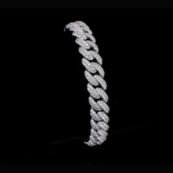 Helloice Pulsera de eslabones cubanos de Miami con micropavé de 10 mm