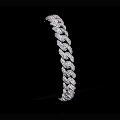 Helloice Pulsera de eslabones cubanos de Miami con micropavé de 10 mm