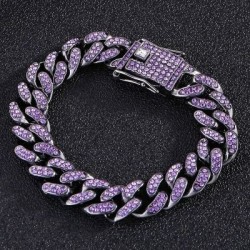 Helloice Pulsera cubana Miami de 13 mm en color morado helado