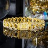 Helloice 12mm 8" Pulsera Cubana con Letras Iniciales de Diamantes en  Oro