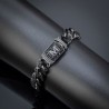 Helloice 12mm 8" Pulsera Cubana con Letra Inicial Chapada en Oro Negro