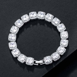 Helloice Brazalete de tenis en racimos de 10 mm en oro blanco