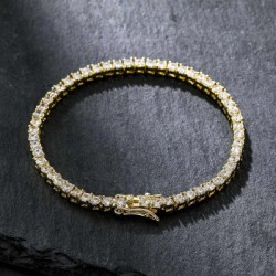 Helloice Pulsera de tenis de 3 mm en oro de 18 quilates