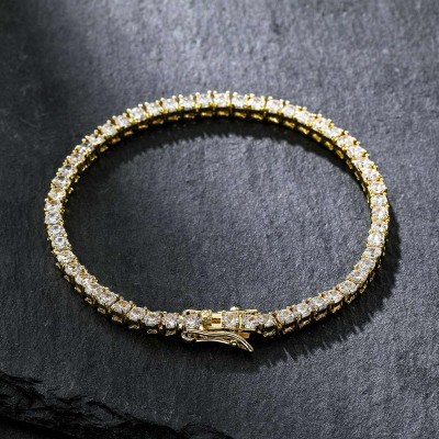 Helloice Pulsera de tenis de 3 mm en oro de 18 quilates