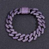 Helloice Pulsera de eslabones cubanos morados de 15 mm con hielo en oro negro