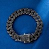 Helloice Pulsera de enlace cubano Miami de 12 mm en negro con hielo