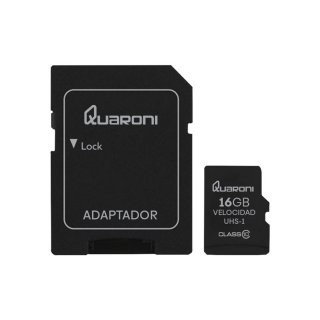 Memoria Micro SD Quaroni GQMS10A-16G. 16Gb almacenamiento, Clase 10.