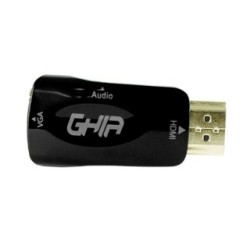 Adaptador GHIA ADAP-1. VGA Hembra a HDMI Macho. Color Negro
