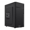 Gabinete Quaroni QCMT-05. Frente de ABS color negro con franja tipo fibra de carbono. Incluye Fuente de poder de 500W
