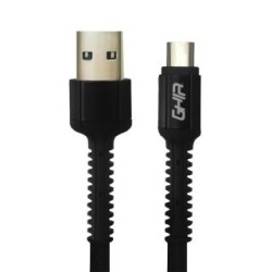 Cable Tipo C GHIA GAC-198N, Longitud 1 metro, USB 2.0 , Color negro, Fabricación en nylon fléxible.