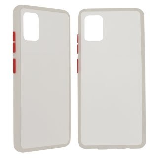 Funda GHIA SAM-A51S-C2-B para Samsung A51S. Acabado semitransparente, con mica para pantalla. Blanco.