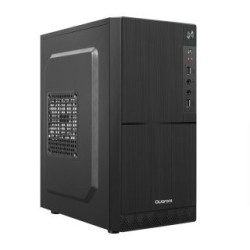 Gabinete Quaroni QCMT-06. Frente de ABS color negro con acabado tipo aluminio cepillado. Incluye Fuente de poder de 500W