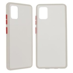 Funda GHIA SAM-A51S-C2-B para Samsung A51S. Acabado semitransparente, con mica para pantalla. Blanco.