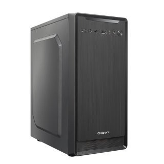Gabinete Quaroni QCMT-07. Frente de ABS color negro con acabado tipo aluminio cepillado. Incluye Fuente de poder de 500W