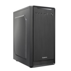 Gabinete Quaroni QCMT-07. Frente de ABS color negro con acabado tipo aluminio cepillado. Incluye Fuente de poder de 500W