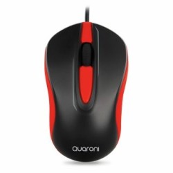 Mouse Quaroni MAQ01R. Sensor Optico, 2 botones + scroll, Largo de cable 1.2m, 1200 DPI's. Plug & Play.