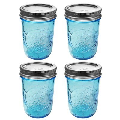 FRASCOS PARA ENVASE AZUL BALL 8oz (237 ml) BOCA REG 4PK