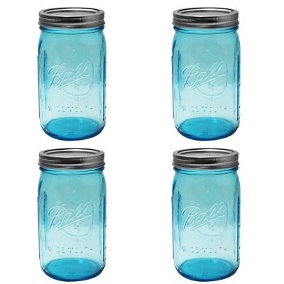 FRASCOS PARA ENVASE AZUL BALL 32oz (946 ml) BOCA ANCHA 4PK