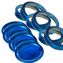 TAPAS Y AROS PARA FRASCOS AZUL COLLECTION ELITE BALL BOCA ANCHA 6-PK