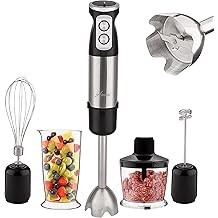 Asani 5 in 1 Handheld Immersion Blender, Anti-Splash Stick Blender with a Milk Frother, Egg Whisk, Food Grinder, and Blending Co